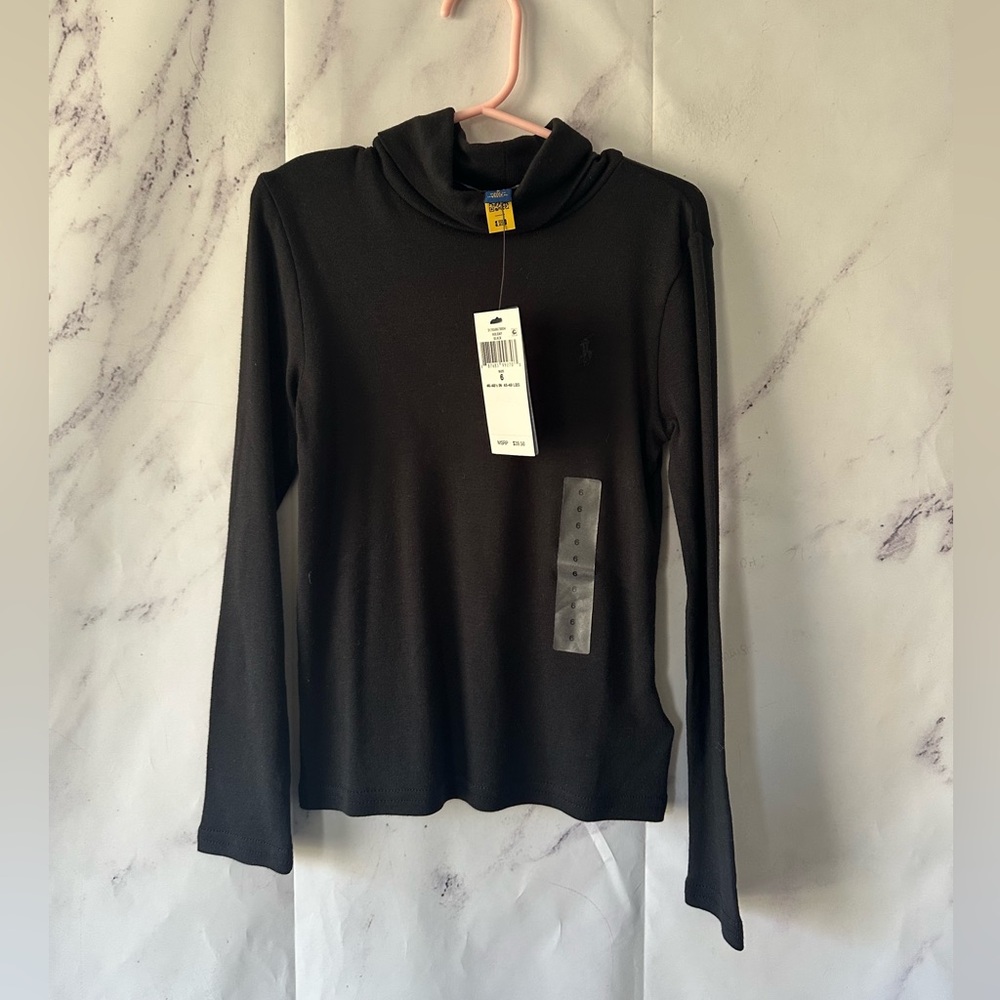 POLO RALPH LAUREN LONG SLEEVE TURTLE NECK BLACK TOP GIRLS 6 - NEW WITH TAGS
